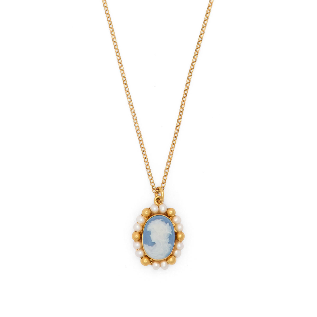 Hand-carved porcelain cameo necklace by Vintouch