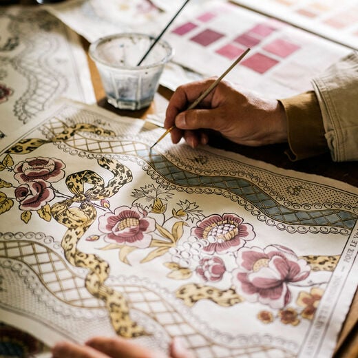 Ruban Bouquet et Perles domino paper print