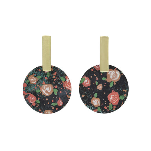 Flowers black brass earrings by Sibilia