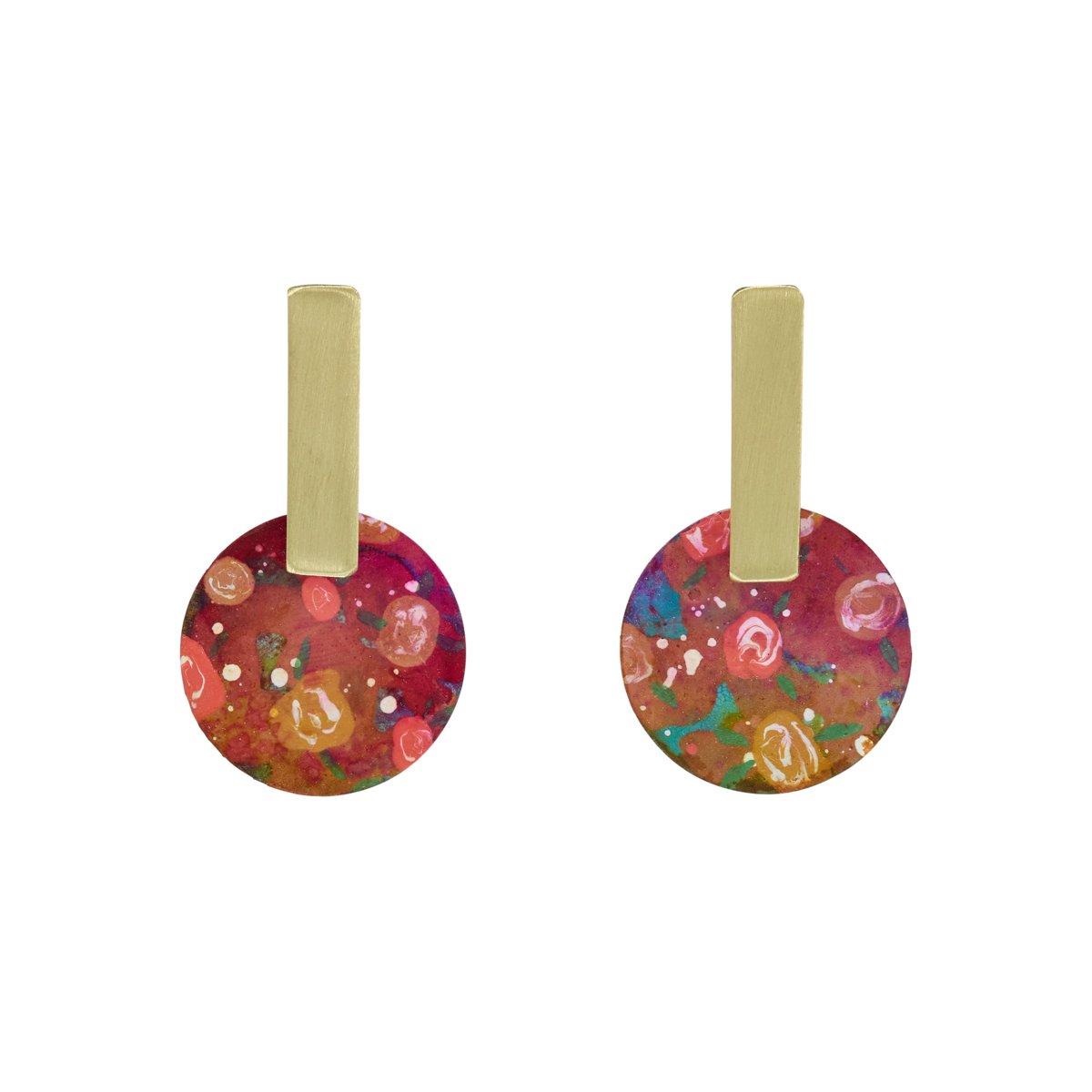Flowers pink brass mini earrings by Sibilia