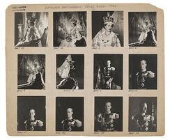 Contact print of Queen Elizabeth II and Prince Philip on her Coronation day