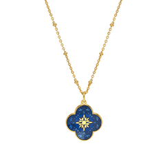 Blue enamel petal pendant necklace by Mirabelle