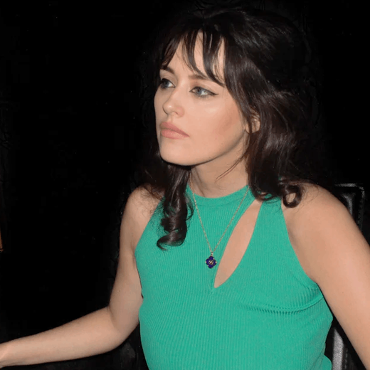 Blue enamel petal pendant necklace by Mirabelle